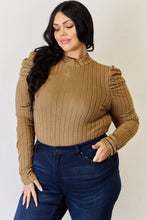 Load image into Gallery viewer, Basic Bae Full Size Ribbed Mock Neck Puff Sleeve T-Shirt