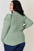 Load image into Gallery viewer, Basic Bae Full Size Ribbed Mock Neck Puff Sleeve T-Shirt