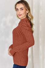 Load image into Gallery viewer, Basic Bae Full Size Ribbed Mock Neck Puff Sleeve T-Shirt