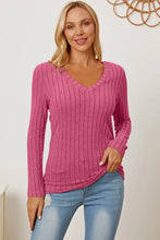 Load image into Gallery viewer, Basic Bae Full Size Ribbed V-Neck Long Sleeve T-Shirt