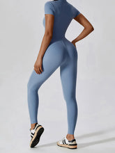 Load image into Gallery viewer, Basic Bae Half Zip Short Sleeve Active Jumpsuit
