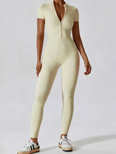 Load image into Gallery viewer, Basic Bae Half Zip Short Sleeve Active Jumpsuit