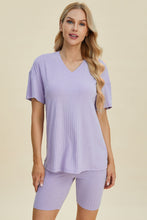 Load image into Gallery viewer, Basic Bae Full Size Ribbed V-Neck Short Sleeve Top and Shorts Set
