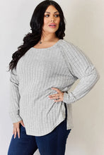 Load image into Gallery viewer, Basic Bae Full Size Ribbed Round Neck Slit T-Shirt