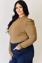 Load image into Gallery viewer, Basic Bae Full Size Ribbed Mock Neck Puff Sleeve T-Shirt