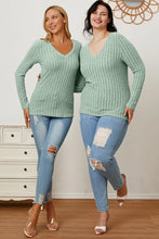 Load image into Gallery viewer, Basic Bae Full Size Ribbed V-Neck Long Sleeve T-Shirt