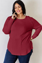 Load image into Gallery viewer, Basic Bae Full Size Ribbed Round Neck Slit T-Shirt