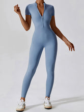 Load image into Gallery viewer, Basic Bae Half Zip Short Sleeve Active Jumpsuit