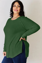 Load image into Gallery viewer, Basic Bae Full Size Ribbed Round Neck Slit T-Shirt