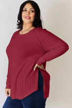 Load image into Gallery viewer, Basic Bae Full Size Ribbed Round Neck Slit T-Shirt