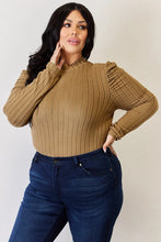 Load image into Gallery viewer, Basic Bae Full Size Ribbed Mock Neck Puff Sleeve T-Shirt