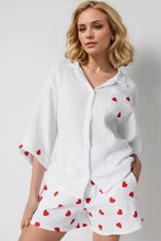 Load image into Gallery viewer, Basic Bae Heart Collared Neck Button Down Top and Shorts Set