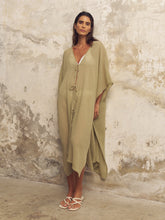 Load image into Gallery viewer, Bodrum Ties Kaftan - Khaki Green