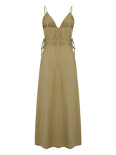 Load image into Gallery viewer, Sofia Ties Maxi Dress - Khaki Green
