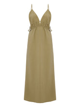 Load image into Gallery viewer, Sofia Ties Maxi Dress - Khaki Green