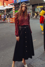 Load image into Gallery viewer, MOONLIT LOVE FAUX LEATHER MIDI SKIRT