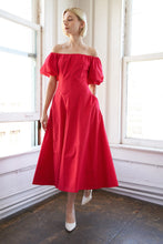 Load image into Gallery viewer, PROTECTING MY PEACE RED WOVEN MIDI DRESS