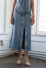 Load image into Gallery viewer, JUST FOLLOW ME DENIM MIDI DRESS