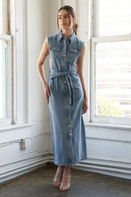 Load image into Gallery viewer, JUST FOLLOW ME DENIM MIDI DRESS