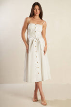 Load image into Gallery viewer, A DAY IN THE MEADOW WHITE WOVEN MIDI DRESS