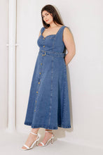 Load image into Gallery viewer, PRETTIEST BEHAVIOR DENIM MIDI DRESS