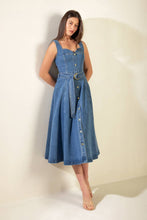 Load image into Gallery viewer, PRETTIEST BEHAVIOR DENIM MIDI DRESS