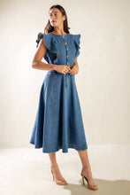 Load image into Gallery viewer, MY DEBUT DENIM MIDI DRESS