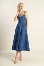 Load image into Gallery viewer, ROSEWOOD ROMANCE DENIM MIDI DRESS