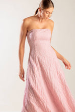 Load image into Gallery viewer, ROLL WITH IT PINK WOVEN MIDI DRESS