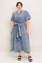 Load image into Gallery viewer, BAREFORM LIGHT DENIM MIDI DRESS