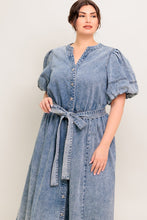 Load image into Gallery viewer, BAREFORM LIGHT DENIM MIDI DRESS