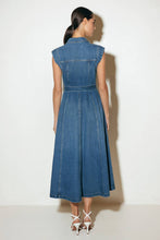 Load image into Gallery viewer, LIGHT CODE MEDIUM DENIM MIDI DRESS