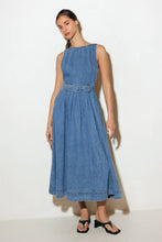 Load image into Gallery viewer, LAVENDER FIELDS DENIM MIDI DRESS