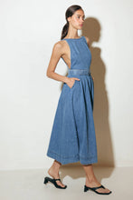Load image into Gallery viewer, LAVENDER FIELDS DENIM MIDI DRESS