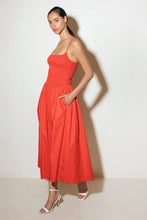 Load image into Gallery viewer, MOVE WITH INTENTION RED WOVEN MIDI DRESS