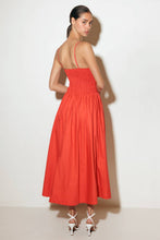 Load image into Gallery viewer, MOVE WITH INTENTION RED WOVEN MIDI DRESS