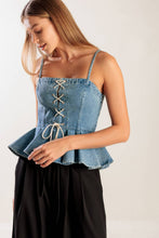 Load image into Gallery viewer, GRAND ENTRANCE INDIGO DENIM TOP