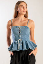 Load image into Gallery viewer, GRAND ENTRANCE INDIGO DENIM TOP