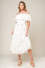 Load image into Gallery viewer, CATCHING MY BREATH EYELET MIDI DRESS