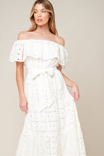 Load image into Gallery viewer, CATCHING MY BREATH EYELET MIDI DRESS
