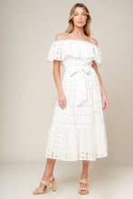 Load image into Gallery viewer, CATCHING MY BREATH EYELET MIDI DRESS