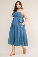 Load image into Gallery viewer, CAPTIVATING HEART DENIM MIDI DRESS