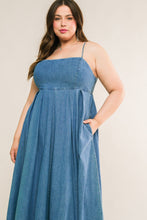 Load image into Gallery viewer, CAPTIVATING HEART DENIM MIDI DRESS
