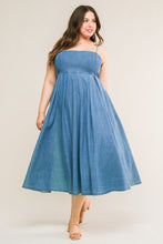 Load image into Gallery viewer, CAPTIVATING HEART DENIM MIDI DRESS