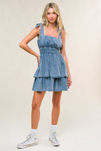 Load image into Gallery viewer, ALONG THE SHORELINE DENIM MINI DRESS