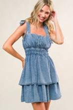 Load image into Gallery viewer, ALONG THE SHORELINE DENIM MINI DRESS