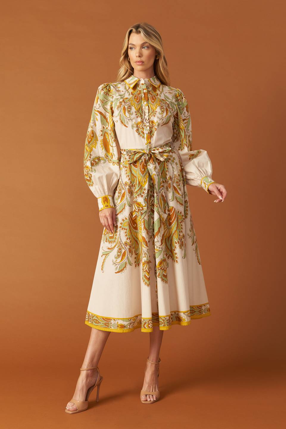 FIELDS OF GOLD WOVEN MIDI SHIRT DRESS Tidal Horse FIELDS OF GOLD WOVEN MIDI SHIRT DRESS Tidal Horse