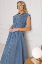 Load image into Gallery viewer, ROSES OF LOVE DENIM MIDI DRESS