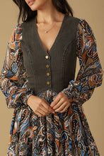 Load image into Gallery viewer, SAVOR THE SEASON WOVEN AND DENIM MINI DRESS