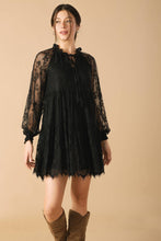 Load image into Gallery viewer, THIS & THAT BLACK WOVEN LACE MINI DRESS